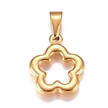 Honeyhandy 304 Stainless Steel Pendants, Flower, Golden, 24.5x20.5x3.5mm, Hole: 10x4.5mm