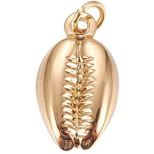 UNICRAFTALE About 10pcs Golden Cowrie Shell Pendants Stainless Steel Charms Large Hole Pendants for Necklace Jewelry Making 18.6x10.4x3.6mm, Hole 5mm