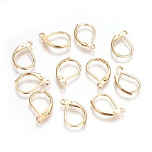 Honeyhandy 304 Stainless Steel Leverback Earrings Findings, with Loop, Golden, 16x10x1.7mm, Hole: 1.4mm, Pin: 0.8mm