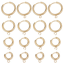 SUNNYCLUE 1 Box 16Pcs Leverback Earring Findings 16/18/20/24mm Real 24K Gold Plated Stainless Steel Huggie Hoops Leverbacks Round Lever Backs Hinged Hoop Earring Hooks for Jewelry Making DIY Supplies