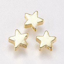 Honeyhandy Brass Beads, Star, Golden, 6x6x2.5mm, Hole: 1mm