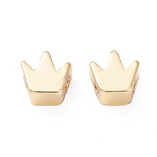 Honeyhandy Brass Beads, Long-Lasting Plated, Crown, Real 18K Gold Plated, 5.5x5.5x3mm, Hole: 1.4mm