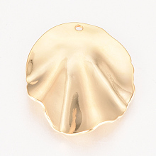 Honeyhandy Brass Pendants, Nickel Free, Real 18K Gold Plated, Leaf, 30x25x2.5mm, Hole: 1.5mm