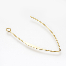 Honeyhandy Brass Earring Hooks Findings, with Horizontal Loop, Nickel Free, Real 18K Gold Plated, 45x25x1mm, Hole: 1.5mm