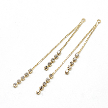 Honeyhandy Brass Coreana Chain Tassel Big Pendants, with Cubic Zirconia, Clear, Real 18K Gold Plated, 61x2x2mm, Hole: 1mm