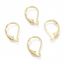 Honeyhandy Brass Leverback Earring Findings, Real 24K Gold Plated, 15.5x10x1.5mm, Pin: 0.7mm