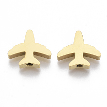 Honeyhandy 304 Stainless Steel Beads, Airplane, Golden, 11.5x13.5x3mm, Hole: 2mm