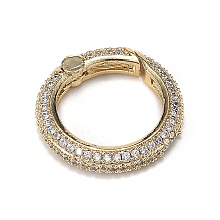 Honeyhandy Brass Micro Pave Clear Cubic Zirconia Spring Gate Rings, Long-Lasting Plated, Ring, Real 18K Gold Plated, 18.5x19x3.6mm