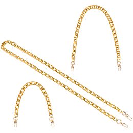 Pandahall Elite Bag Chain Strap Kit, 3pcs 15/23/47" Long Purse Chain Strap Purse Extender with Alloy Swivel Clasps Handbag Chain Straps Metal Bag Strap Replacement Purse Clutches Handles, Golden