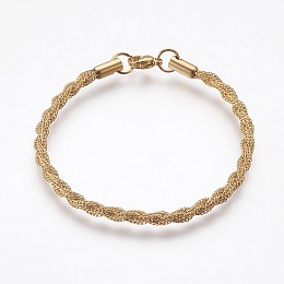 Honeyhandy Ion Plating(IP) 304 Stainless Steel Chain Bracelets, with Lobster Claw Clasps, Golden, 7 inch(17.8cm), 4.5mm