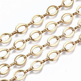 Honeyhandy Brass Chains, Oval Link Chains, Unwelded, with Spool, Real 16K Gold Plated, Oval: 9.5x7.5x1.3mm, Link: 7.6x1.4x3mm, about 16.4 Feet(5m)/roll