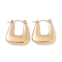 Honeyhandy 304 Stainless Steel Trapezoid Thick Hoop Earrings for Women, Golden, 22x19.5x3.7mm, Pin: 0.7mm