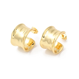 Honeyhandy Rack Plating Brass Thick Round Stud Earrings, Half Hoop Earrings, Cadmium Free & Lead Free, Real 18K Gold Plated, 19x18.5x13.5mm