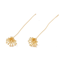 Honeyhandy Brass Flower Head Pins, Golden, 56mm, Pin: 21 Gauge(0.7mm), Flower: 10mm in diameter