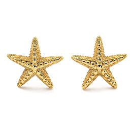 Honeyhandy Rack Plating Brass Starfish Stud Earring, Cadmium Free & Lead Free, Long-Lasting Plated, Real 18K Gold Plated, 13x14mm