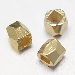 Honeyhandy Brass Spacer Beads, Faceted Barrel, Golden, 3x3mm, Hole: 1.5mm