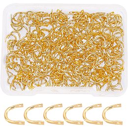 SUPERFINDINGS 300Pcs Fishing Spinner Clevis U Shaped Spinnerbait Clevis Golden Brass Links Easy Spin Spinner Clevis Spinner Blade Clevis for Lure Making, Hole: 1mm