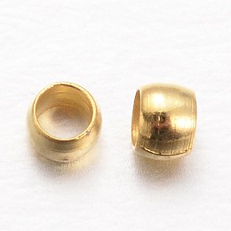 Honeyhandy Rondelle Brass Crimp Beads, Golden, 2x1mm, Hole: 1mm, about 10000pcs/100g