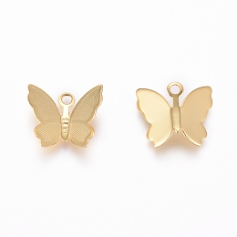 Honeyhandy Brass Charms, Long-Lasting Plated, Butterfly, Real 18K Gold Plated, 11x13x3.5mm, Hole: 1.6mm