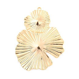 Honeyhandy Rack Plating Brass Pendants, Leaf Charm, Real 18K Gold Plated, 49x36x2mm, Hole: 1.8mm