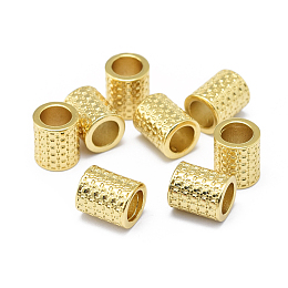 Honeyhandy Rack Plating Brass European Beads, Large Hole Beads, Long-Lasting Plated, Column, Golden, 9x8mm, Hole: 5mm