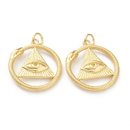 Honeyhandy Brass Pendants, Long-Lasting Plated, Flat Round with Evil Eye, Real 18K Gold Plated, 22x20x3.5mm, Hole: 3.5mm