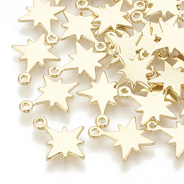 Honeyhandy Brass Charms, Star, Nickel Free, Real 18K Gold Plated, 14x11x1mm, Hole: 1mm