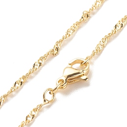 Honeyhandy Brass Singapore Chains Necklace for Women, Cadmium Free & Lead Free, Real 18K Gold Plated, 17.91 inch(45.5cm)