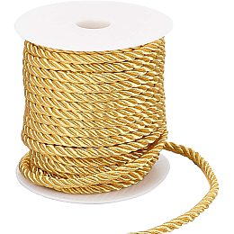 PandaHall Elite 5mm Decorative Twisted Cord, 3-Ply Polyester Cord Rope String Thread for Home Décor, Embellish Costumes, Honor Cord, Christmas Bag Drawstrings (59 Feet, Gold)