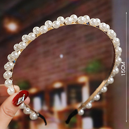 Honeyhandy Pearl Hair Bands, Bridal Hair Bands Party Wedding Hair Accessories for Women Girls , Golden, 150mm