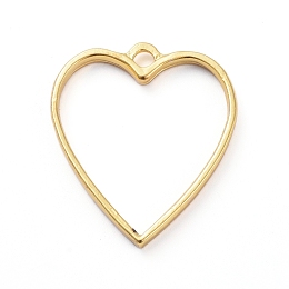 Honeyhandy Zinc Alloy Open Back Bezel Pendants, For DIY UV Resin, Epoxy Resin, Pressed Flower Jewelry, Heart, Golden, 32x28x3mm, Hole: 3mm