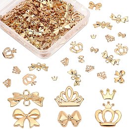 OLYCRAFT 180pcs Crown & Bowknot Resin Fillers 6-Style Alloy Epoxy Resin Supplies Resin Accessories Resin Filling Charms Cabochons for Nail Art Resin Jewelry Making