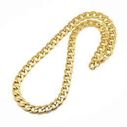 Honeyhandy 304 Stainless Steel Curb Chain/Twisted Chain Necklaces, with Lobster Claw Clasps, Golden, 23 inch~25 inch(58.4~63.5cm), 12mm