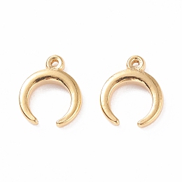 Honeyhandy 304 Stainless Steel Charms, Double Horn/Crescent Moon, Golden, 9x8x2mm, Hole: 0.7mm