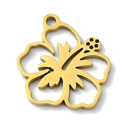 Honeyhandy 304 Stainless Steel Pendants, Laser Cut, Flower Charms, Golden, 14x13x1mm, Hole: 1mm