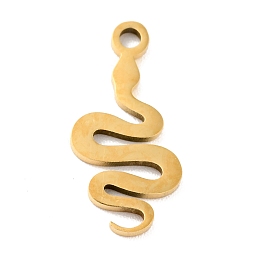 Honeyhandy 304 Stainless Steel Pendants, Snake, Golden, 17x8x1mm, Hole: 1.5mm