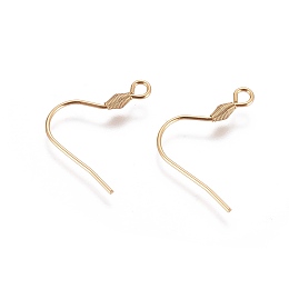 Honeyhandy 304 Stainless Steel Earring Hooks, with Horizontal Loop, Golden, 21mm, Hole: 2mm, 20 Gauge, Pin: 0.8mm