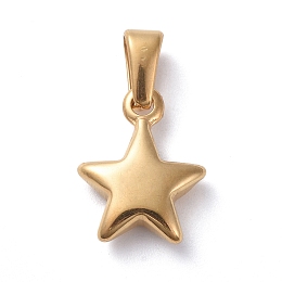 Honeyhandy 304 Stainless Steel Charms, Star, Golden, 13.5x10.5x3.5mm, Hole: 6x3mm