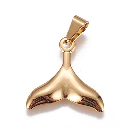 Honeyhandy 304 Stainless Steel Pendants, Whale Tail Shape, Golden, 26x25x3mm, Hole: 9x4.5mm