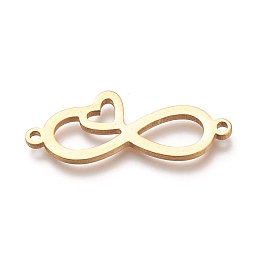 Honeyhandy 304 Stainless Steel Links, Infinity with Heart, Golden, 10.5x26.5x1.5mm, Hole: 1.2mm