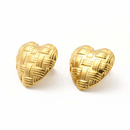Honeyhandy 304 Stainless Steel Stud Earring Findings, with Vertical Loops, Heart, Golden, 19x20x3mm, Hole: 1.6mm, Pin: 0.7mm