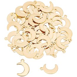 UNICRAFTALE 50pcs Moon Charms Stainless Steel Pendants Golden Charms for Jewelry Making Pendants for Necklace Bracelet Earrings DIY Crafts Hole 1mm