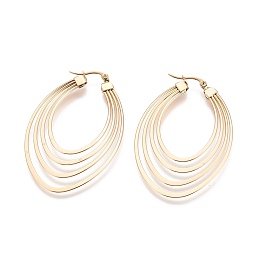 Honeyhandy 304 Stainless Steel Hoop Earrings, Oval, Golden, 55~58x33~37x0.6mm, Pin: 0.6mm