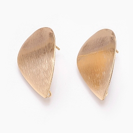 Honeyhandy Ear Stud Findings, with Loop, Nickel Free, Real 18K Gold Plated, Teardrop, 28x21mm, Hole: 2mm, Pin: 0.8mm