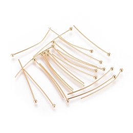 Honeyhandy Brass Ball Head Pins, Real 18K Gold Plated, 30x0.6mm, 23 Gauge, Head: 2mm