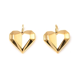 Honeyhandy 304 Stainless Steel Charms, Heart Charm, Real 18K Gold Plated, 13x11x3mm, Hole: 3mm