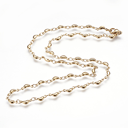 Honeyhandy 304 Stainless Steel Chain Necklaces, with Lobster Claw Clasps, Crescent Moon, Golden, 17.7 inch(45cm)