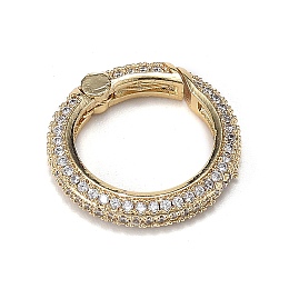 Honeyhandy Brass Micro Pave Clear Cubic Zirconia Spring Gate Rings, Long-Lasting Plated, Ring, Real 18K Gold Plated, 18.5x19x3.6mm