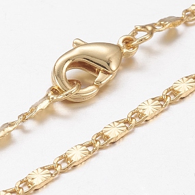 Honeyhandy Brass Chain Necklaces, with Lobster Claw Clasps, Real 18K Gold Plated, 17.7 inch(45cm), 2mm