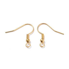 Honeyhandy 304 Stainless Steel Earring Hooks, with Horizontal Loop, Real 18K Gold Plated, 20x20x3mm, Hole: 2mm, Pin: 0.7mm